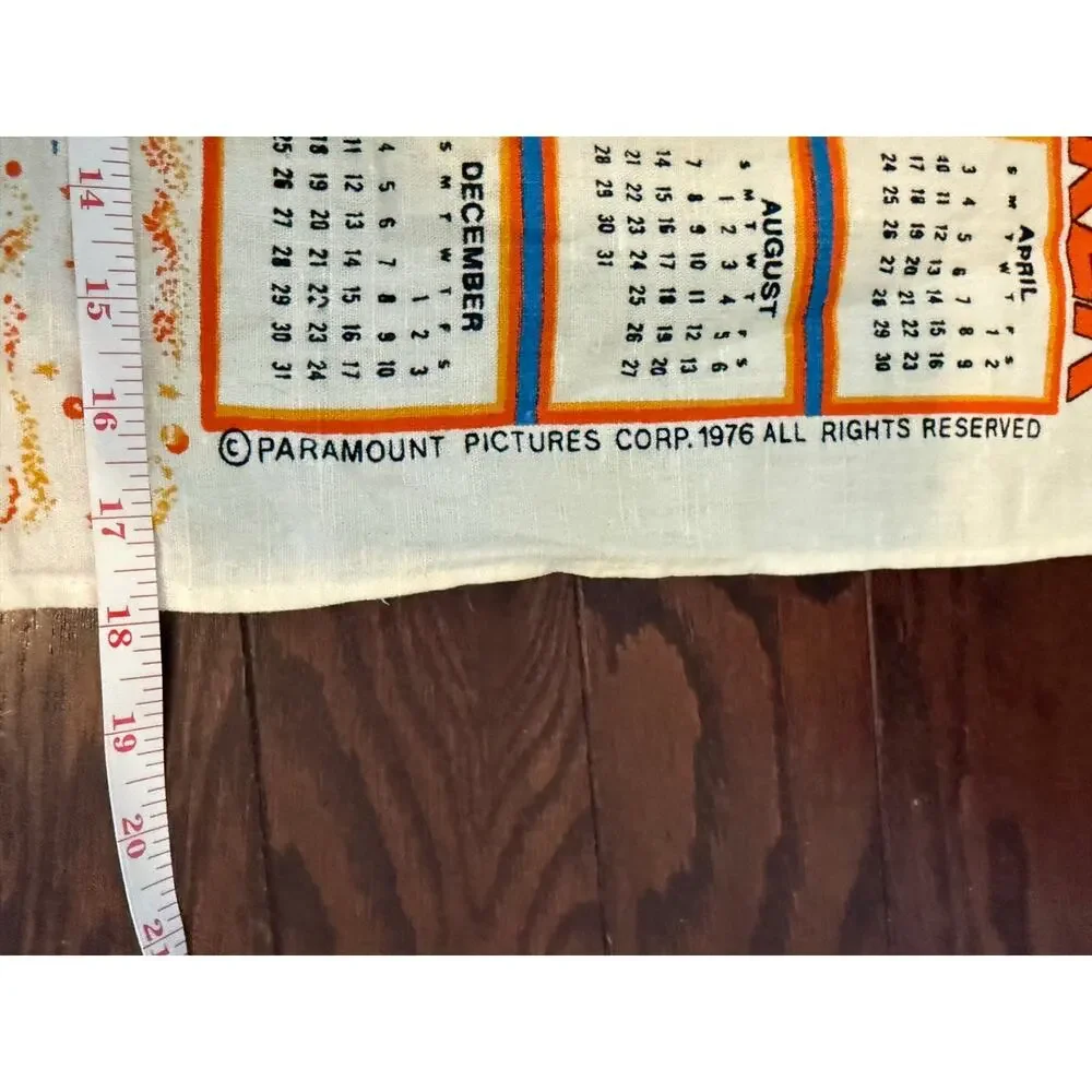 Vintage 1977 Star Trek Calendar Tea Towel Kirk Spock Paramount Linen